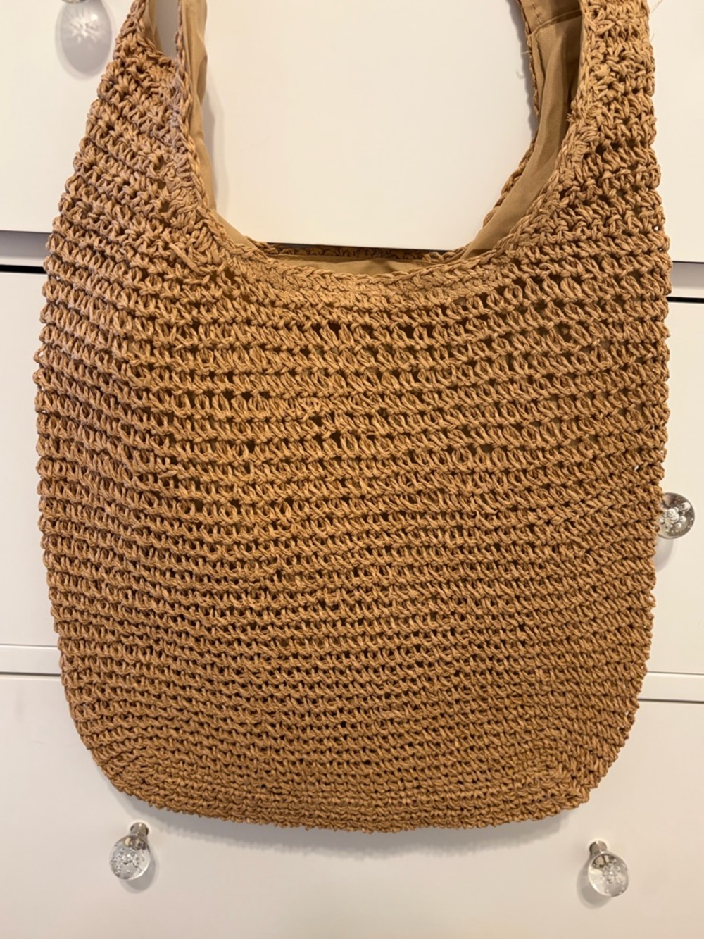 Handwoven Travel Shoulder Bag in Tan